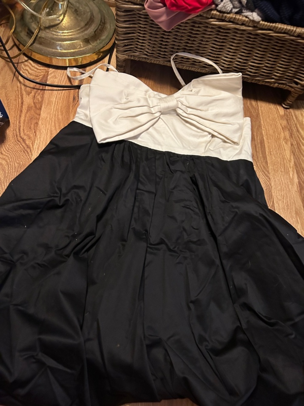 Hutch Black and Cream Strapless Fit-and-Flare romper